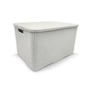 ORGANIZADOR RATTAN C/ TAMPA 40 BRANCA